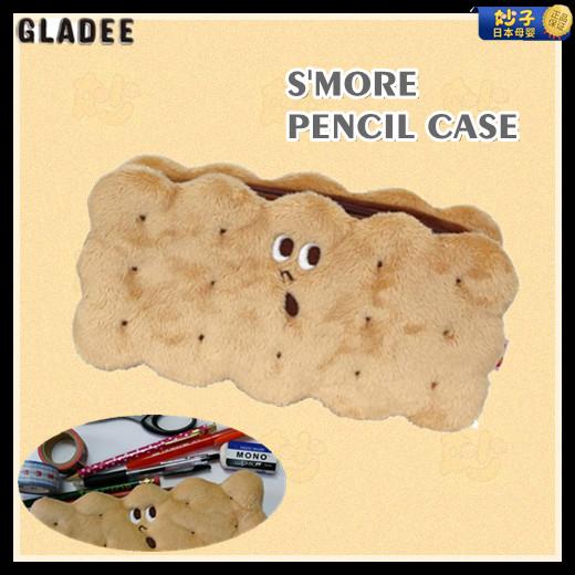 现货欧阳娜娜日本GLADEE饼干笔袋文具盒毛绒化妆包收纳包学生礼物